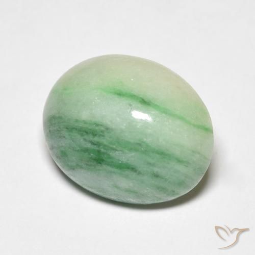 5.18 ct Green Jade Stone, Natural Jade in Oval Cabochon Shape for Sale