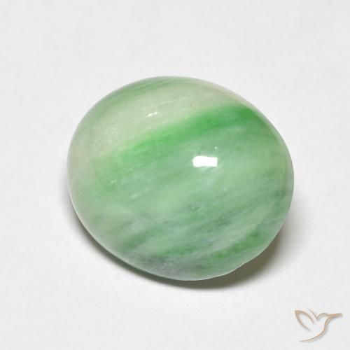 4.50 ct Green Jade Stone, Natural Jade in Oval Cabochon Shape for Sale
