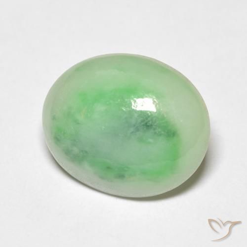 4.81 ct Green Jade Stone, Natural Jade in Oval Cabochon Shape for Sale