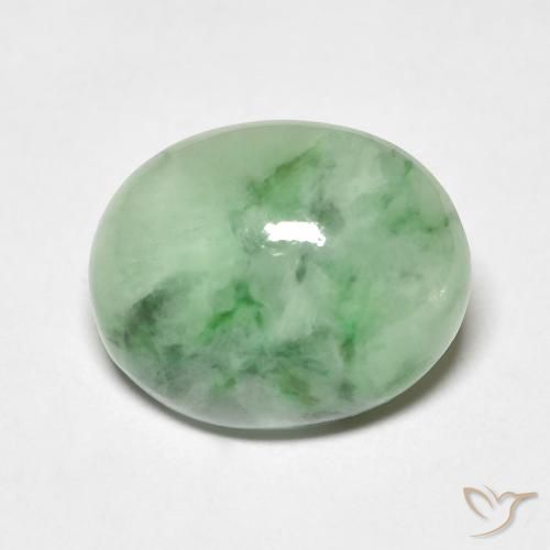 4.71 ct Green Jade Stone, Natural Jade in Oval Cabochon Shape for Sale