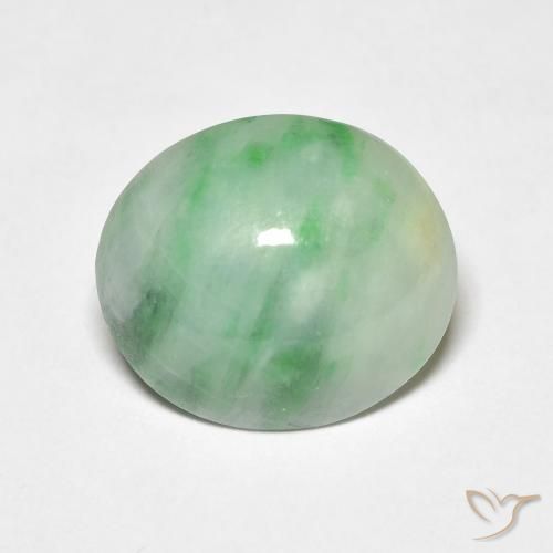 3.74 ct Green Jade Stone, Natural Jade in Oval Cabochon Shape for Sale