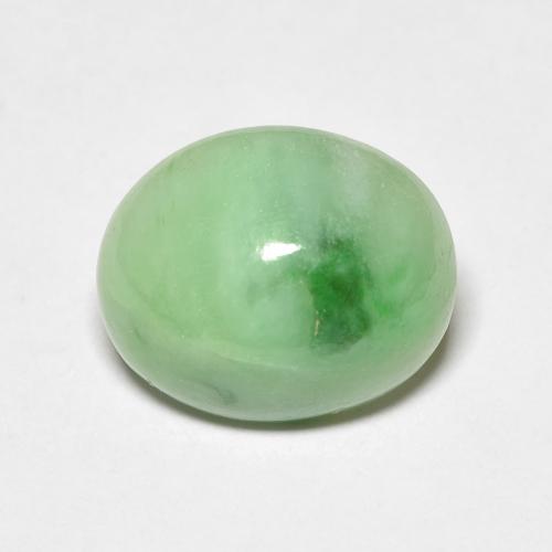 11,5 x 9,5 mm 毫米缅甸椭圆形绿色玉,重 3,98 克拉,天然宝石,不透明净度,1 颗玉 - 颜色:黄绿色,莫氏硬度为 6 - 6,5, Photo A
