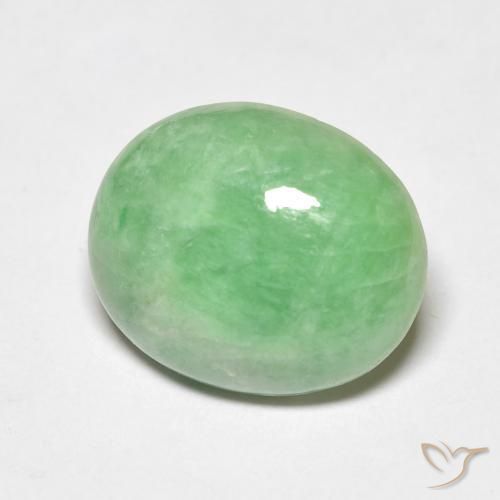 4.68 ct Green Jade Stone, Natural Jade in Oval Cabochon Shape for Sale