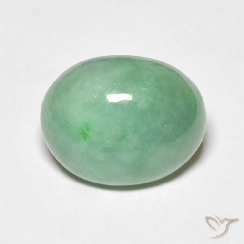 4.50ct Natural Pale Moss Green Jade, Oval, Opaque