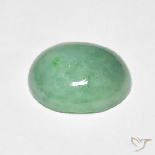 Jade Gemstone in 11.9 x 9.5 mm Size for Sale, Jade Stone in Pale Moss Green Color