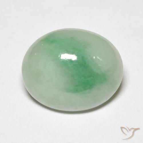 4,82 ct ovaler grüner Jade aus Myanmar, Größe 12,4 x 10,2mm, natürlicher Edelstein, Opaque Reinheit, 1 Stück ovaler Jade, Mohs-Härte von 6 - 6,5 , Photo A
