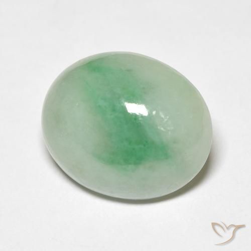 4.82 ct Green Jade Stone, Natural Jade in Oval Cabochon Shape for Sale