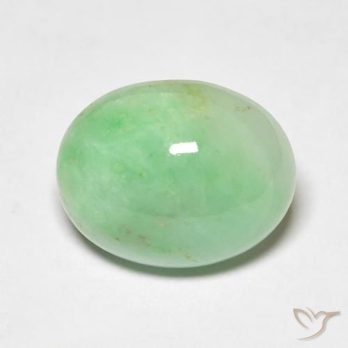 5.45ct Natural Light Sage Green Jade, Oval, Opaque