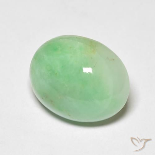 5.45 ct Green Jade Stone, Natural Jade in Oval Cabochon Shape for Sale