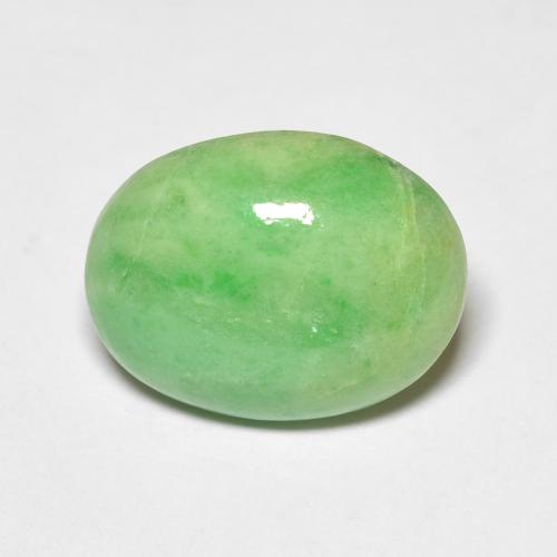 Jade Vert oval cabochon de Birmanie, 12,4 x 9,6mm, poids de 4,86 ct, pierre gemme naturelle Non traité de pureté Opaque , 1 pièce Jade, couleur Vert moyen, dureté Mohs de 6 à 6.5, Photo A