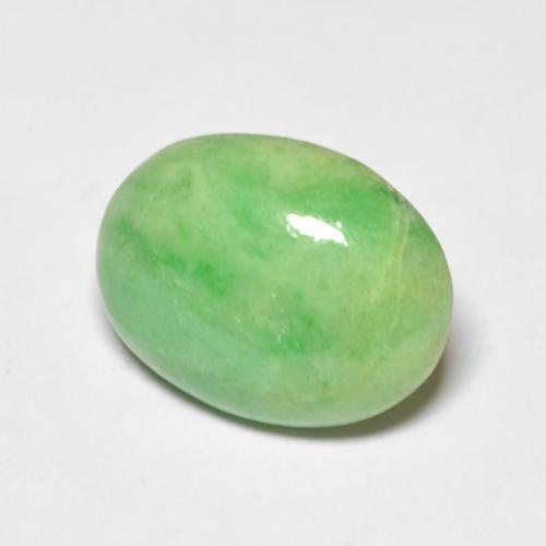 4.86 ct Green Jade Stone, Natural Jade in Oval Cabochon Shape for Sale