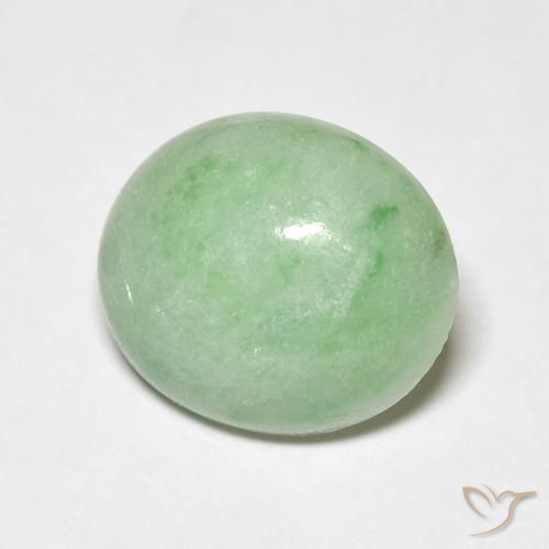 3.67 ct Green Jade Stone, Natural Jade in Oval Cabochon Shape for Sale