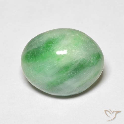 Giada Ovale cabochon da 4,26 ct dal Myanmar, dimensione 11,7 x 9,8mm, purezza Opaque, pietra preziosa naturale non trattati, Giada 1pc in colore Verde medio, durezza Mohs di 6 - 6,5, Photo A