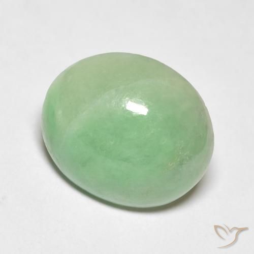 4.12 ct Green Jade Stone, Natural Jade in Oval Cabochon Shape for Sale