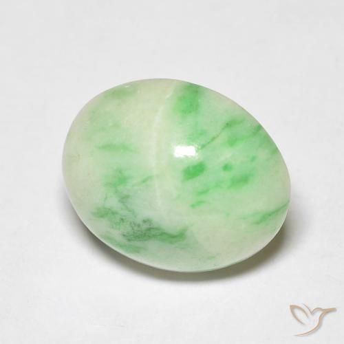 4.71 ct Green Jade Stone, Natural Jade in Oval Cabochon Shape for Sale