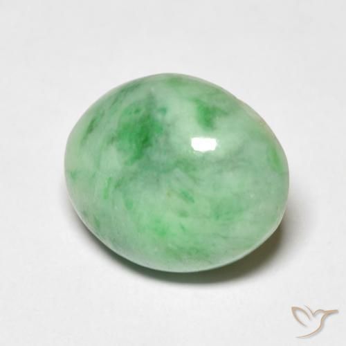 5.38 ct Green Jade Stone, Natural Jade in Oval Cabochon Shape for Sale