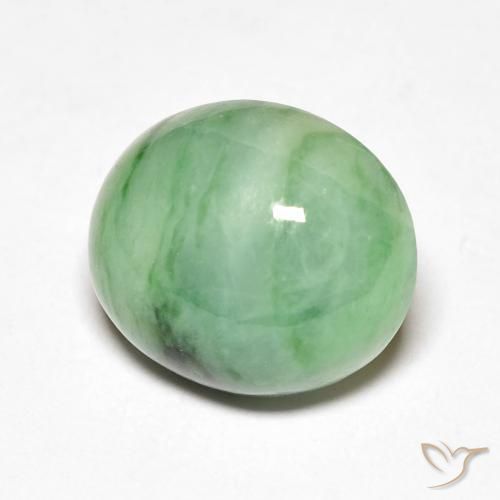 5.12 ct Green Jade Stone, Natural Jade in Oval Cabochon Shape for Sale