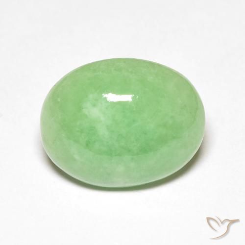 12,4 x 10 mm 毫米缅甸椭圆形绿色玉,重 4,71 克拉,天然宝石,不透明净度,1 颗玉 - 颜色:青柠绿,莫氏硬度为 6 - 6,5, Photo A