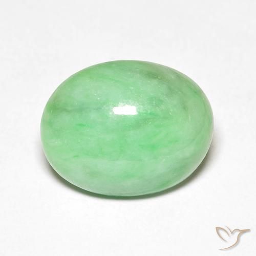 来自缅甸的 3,84 克拉椭圆形 绿色玉,尺寸 11,7 x 9,3 mm 毫米,不透明净度,天然宝石,1 浅绿色玉,莫氏硬度为 6 - 6,5, Photo A