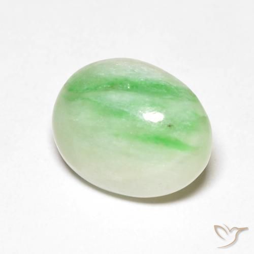 4.60 ct Green Jade Stone, Natural Jade in Oval Cabochon Shape for Sale