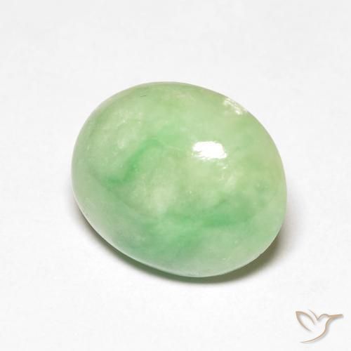 4.61 ct Green Jade Stone, Natural Jade in Oval Cabochon Shape for Sale