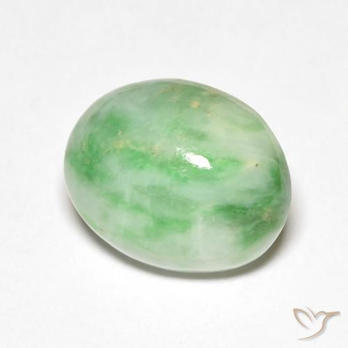 5.85 ct Green Jade Stone, Natural Jade in Oval Cabochon Shape for Sale