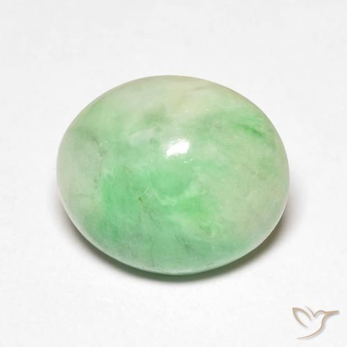 4.32ct Natural White Green Jade, Oval, Opaque