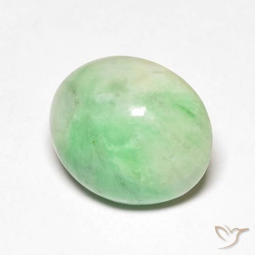 4.32 ct Green Jade Stone, Natural Jade in Oval Cabochon Shape for Sale