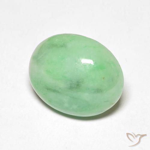 4.50 ct Green Jade Stone, Natural Jade in Oval Cabochon Shape for Sale