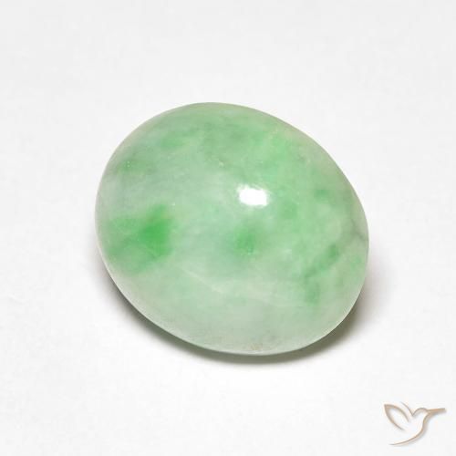 4.52 ct Green Jade Stone, Natural Jade in Oval Cabochon Shape for Sale