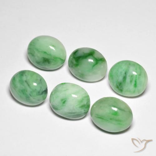 29.65 ctw Green Jade Stones, Natural Jade in Oval Cabochon Shape for Sale