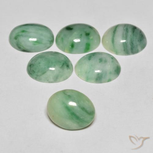 27.04 ctw Green Jade Stones, Natural Jade in Oval Cabochon Shape for Sale
