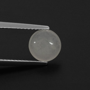 1.59 ct White Jadeite Stone, Natural Jadeite in Round Cabochon Shape for Sale