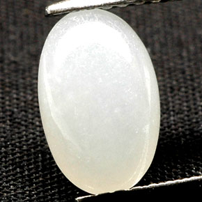 2.05 ct White Jadeite Gemstone, Jadeite Gem in Oval Cabochon Shape for Sale.