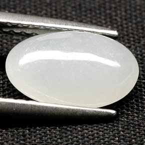 Jadeite Gemstone in 9.8 x 6.3 mm Size for Sale, Jadeite Stone in White Color