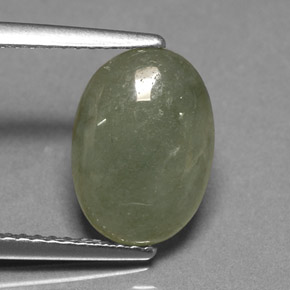 3.00 ct Green Jadeite Stone, Natural Jadeite in Oval Cabochon Shape for Sale