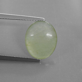 3.20 ct Green Jadeite Stone, Natural Jadeite in Oval Cabochon Shape for Sale