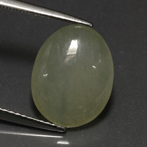 4.80 ct Green Jadeite Stone, Natural Jadeite in Oval Cabochon Shape for Sale