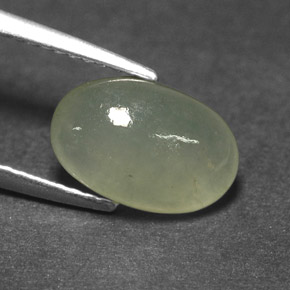2.49 ct Green Jadeite Gemstone, Jadeite Gem in Oval Cabochon Shape for Sale.
