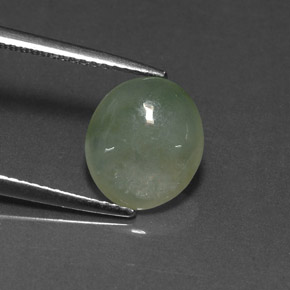 2.90 ct Green Jadeite Stone, Natural Jadeite in Oval Cabochon Shape for Sale