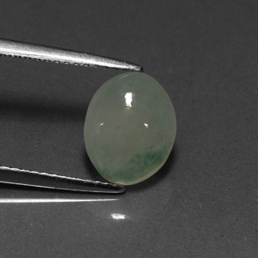 2.94 ct Green Jadeite Stone, Natural Jadeite in Oval Cabochon Shape for Sale