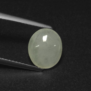 2.81 ct Green Jadeite Gemstone, Jadeite Gem in Oval Cabochon Shape for Sale.