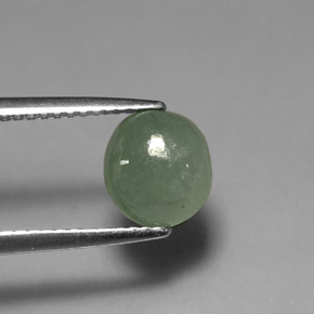 2.14 ct Green Jadeite Gemstone, Jadeite Gem in Oval Cabochon Shape for Sale.