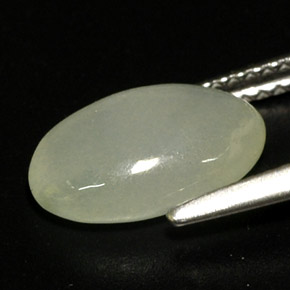 Jadeite Gemstone in 11.6 x 7.1 mm Size for Sale, Jadeite Stone in Green White Color
