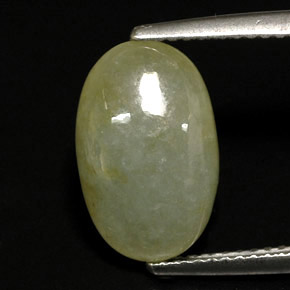 5.55 ct Multicolor Jadeite Stone, Natural Jadeite in Oval Cabochon Shape for Sale