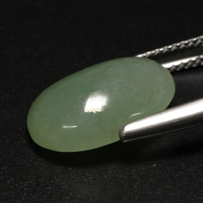 Jadeite Gemstone in 14.9 x 11.1 mm Size for Sale, Jadeite Stone in Green Color