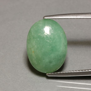 8.45 ct Green Jadeite Gemstone, Jadeite Gem in Oval Cabochon Shape for Sale.