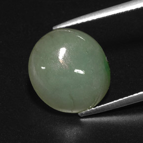 7.70 ct Green Jadeite Gemstone, Jadeite Gem in Oval Cabochon Shape for Sale.