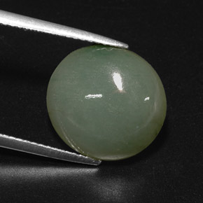 7.70 ct Green Jadeite Stone, Natural Jadeite in Oval Cabochon Shape for Sale