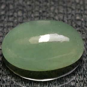 3.20 ct Green Jadeite Gemstone, Jadeite Gem in Oval Cabochon Shape for Sale.
